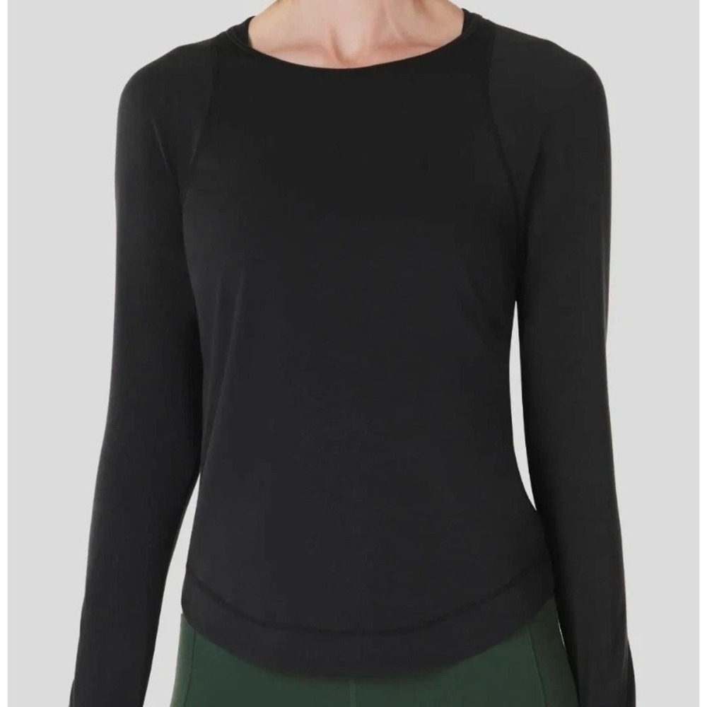 Sweaty Betty Breathe Easy Run Long Sleeve Shirt Black Mesh Back Thumbholes S-6